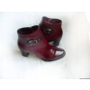 BnW Botki ze skóry bordo zamek słupek 6 cm