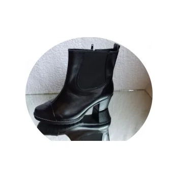 BnW Botki skórzane czarne na zamek słupek 5,5 cm