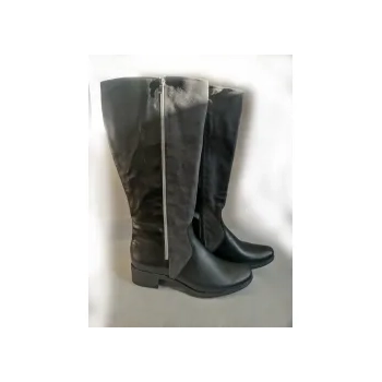 BnW Kozaki ze skóry cholewka 44 cm płaski 4 cm