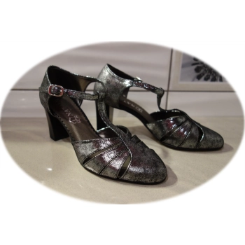 Skórzane sandały Natalii czarny i srebrny nr 37