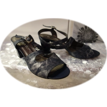 Skórzane sandały Natalii granat obcas 8 nr 37