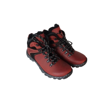 BnW Buty trekkingowe wodoodporne kolorach czerwieni, zieleni i niebieskim skóra naturalna