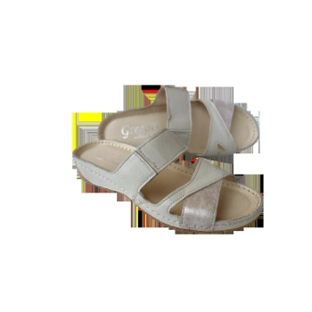 Klapki damskie beżowe obcas 4 cm nr 37
