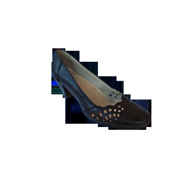 Skórzane czółenka czarne ażurowe obcas 5,5 cm nr 36