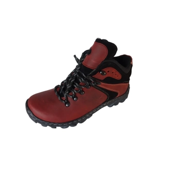 BnW Buty trekkingowe wodoodporne kolorach czerwieni, zieleni i niebieskim skóra naturalna