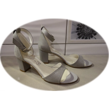 Skórzane sandały Natalii popiel chmurka+srebro 37