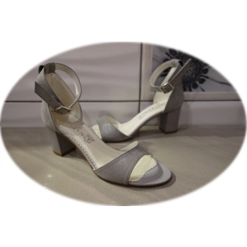 Skórzane sandały Natalii popiel chmurka+srebro 37