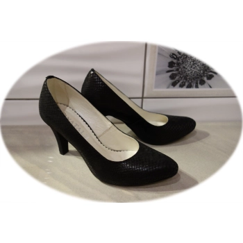 Skórzane czółenka Natalii czarne obcas 8,5 cm 38