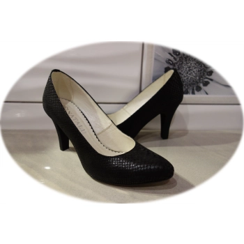 Skórzane czółenka Natalii czarne obcas 8,5 cm 38