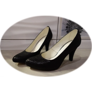 Skórzane czółenka Natalii czarne obcas 8,5 cm 38