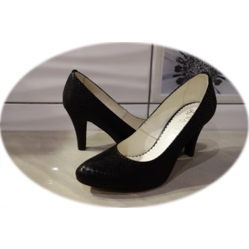 Skórzane czółenka Natalii czarne obcas 8,5 cm 38