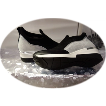 Sportowe buty czarne+srebro obcas 4,5 cm