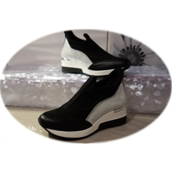 Sportowe buty czarne+srebro obcas 4,5 cm