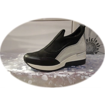 Sportowe buty czarne+srebro obcas 4,5 cm