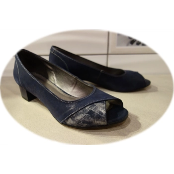 Skórzna sandały Natalii granatowe obcas 3,5 cm 37