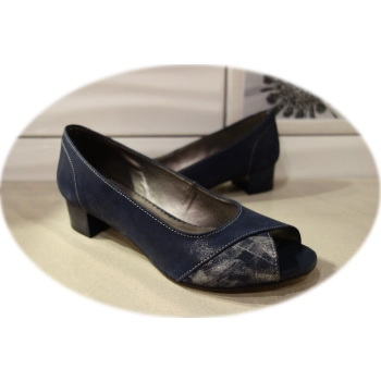 Skórzna sandały Natalii granatowe obcas 3,5 cm 37