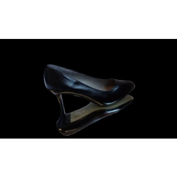 BnW Skórzane czarne czółenko na szeroką stopę