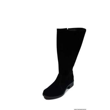 BnW Kozaki ekozamsz czarne na zamek płaski 3,5 cm