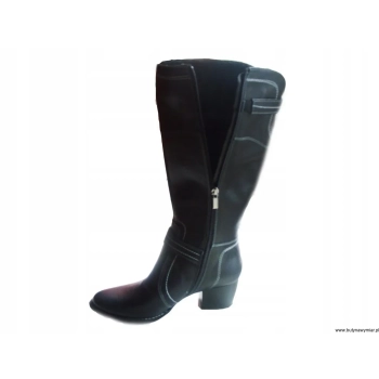 BnW Kozaki ze skóry z szeroką cholewką