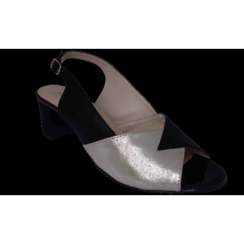 BnW Skórzane czarno-złote sandały Filipczyk