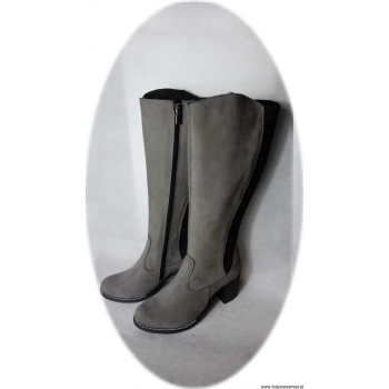 BnW Kozaki damskie szare słupek  7,5 cm
