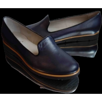 BnW Damskie mokasyny czarne ze skóry licowej