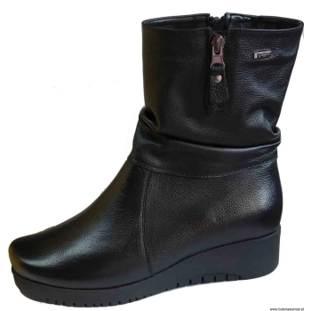 BnW Niskie kozaki czarne na 4 cm koturnie