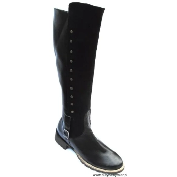 BnW Kozaki ze skóry cholewka 43 cm płaski 3 cm