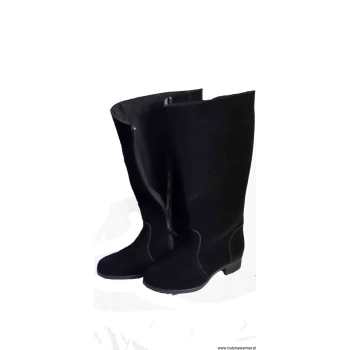 BnW Kozaki eko zamsz czarne na zamek płaski 3,5 cm