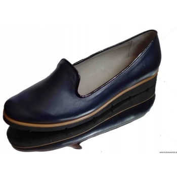 BnW Damskie mokasyny czarne ze skóry licowej