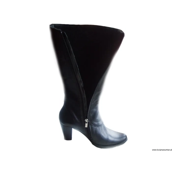 BnW Kozaki czarne skóra naturalna cholewka 44 cm słupek ob.8cm nr41