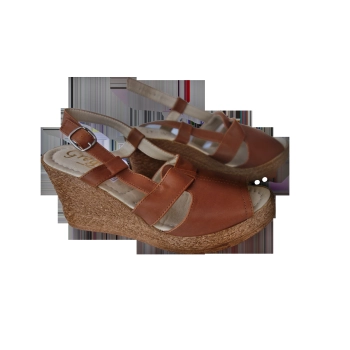 Skórzane sandały brązowe obcas 8 cm nr 38