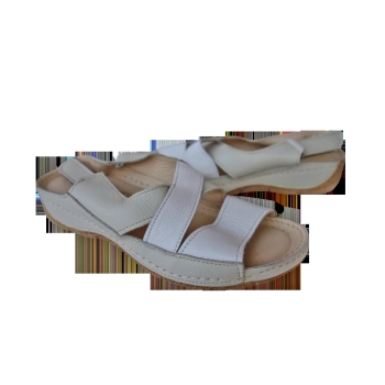Skórzane sandały beżowo-białe obcas 2 cm nr 37