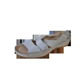Skórzane sandały beżowo-białe obcas 2 cm nr 37