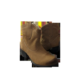 Skórzane botki camel nubuk obcas 5 cm nr 37
